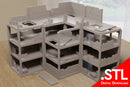 Abandoned Industrial Building STL – 28mm Modular Ruined Factory | Zona Alfa / Post-Apocalyptic Wargaming Terrain - Digital Download .STL file for 3D Printing