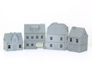 German Village Set of 4 Houses - Tabletop Wargaming Terrain - Miniature Gaming - 3D Printed