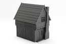 Medieval Chimney House, 28mm Fantasy RPG Terrain, Night District Tabletop Building