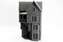 Medieval Balcony Tavern, 28mm Fantasy RPG Terrain, Night District Tabletop Building